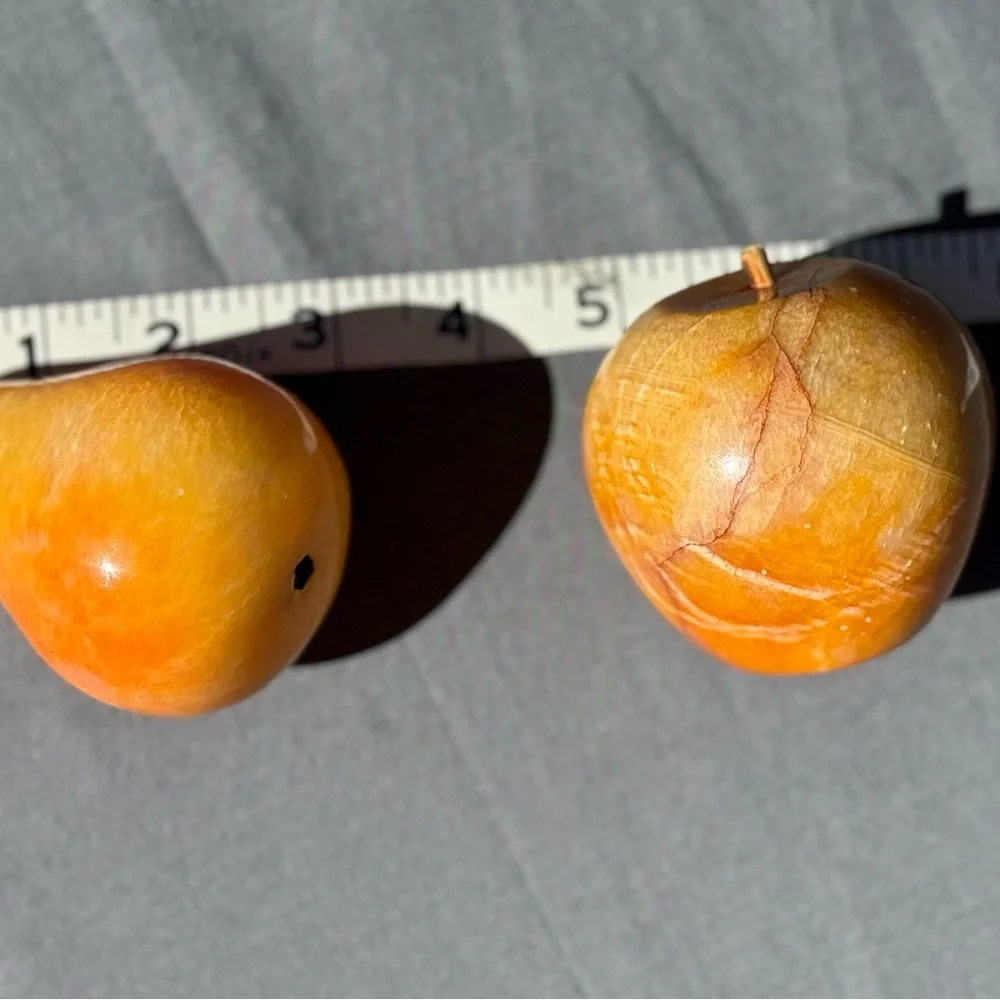✨ Vintage Onyx Stone Fruit Bowl | MCM Hand-Carved Alabaster Fruit Display ✨ - Picture 9 of 13